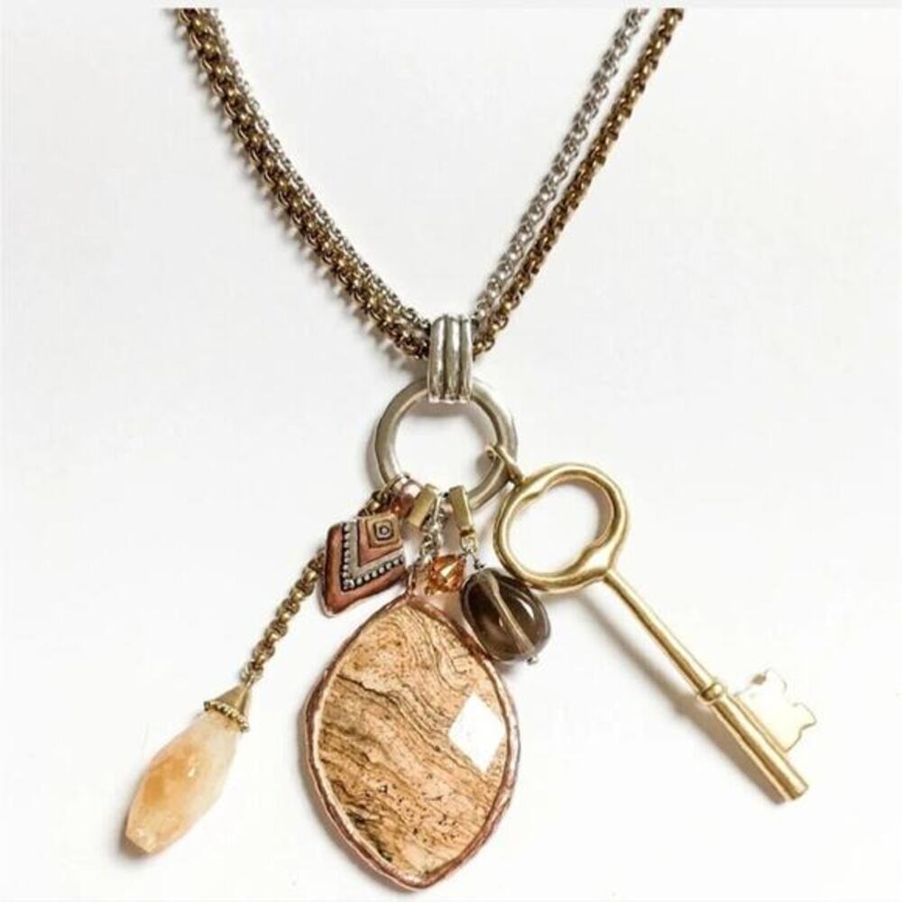 SILPADA Hold the Key Charm Necklace N3340‎ Sterling Brass 28” SILPADA new!!